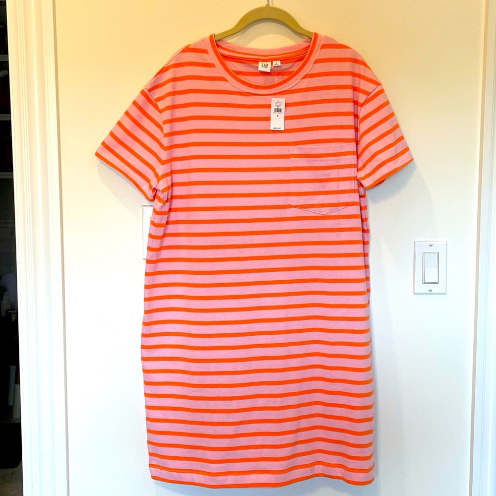 Gap Striped Short Sleeve Pocket T-Shirt Dress NWT